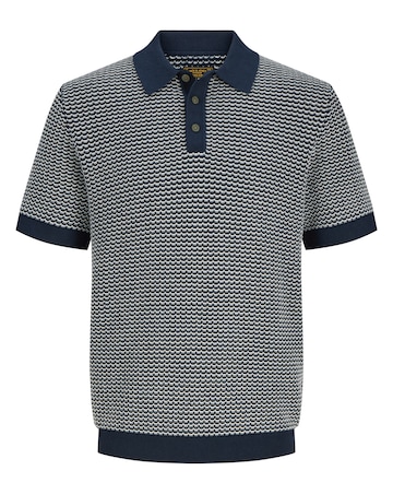 Jack & Jones Premium Kingsley Knitted Polo - Navy/White