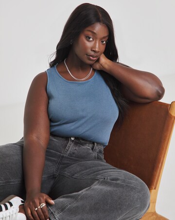 Simply Be Blue Acid Wash Ribbed Body