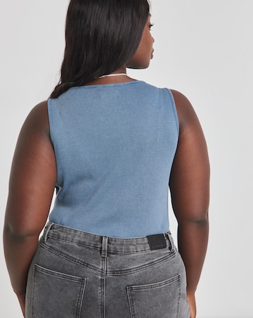 Simply Be Blue Acid Wash Ribbed Body