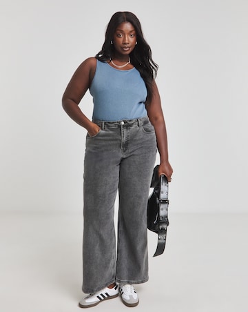 Simply Be Blue Acid Wash Ribbed Body