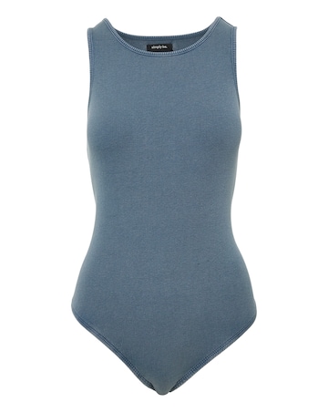 Simply Be Blue Acid Wash Ribbed Body