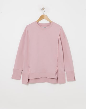 Simply Be Pink Exposed Seam Dip Back Sweatshirt