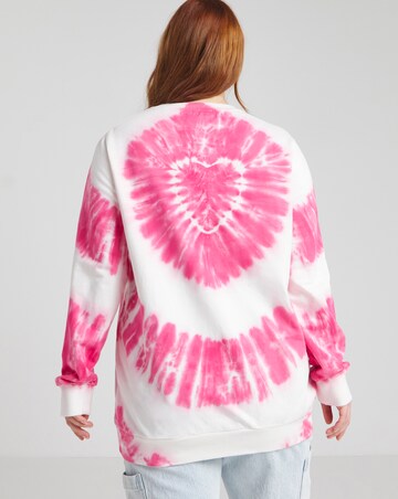 Simply Be Pink & White Heart Tie Dye Sweatshirt