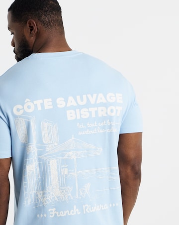 Jack & Jones Premium French Bistrot Back Graphic T-Shirt - Blue