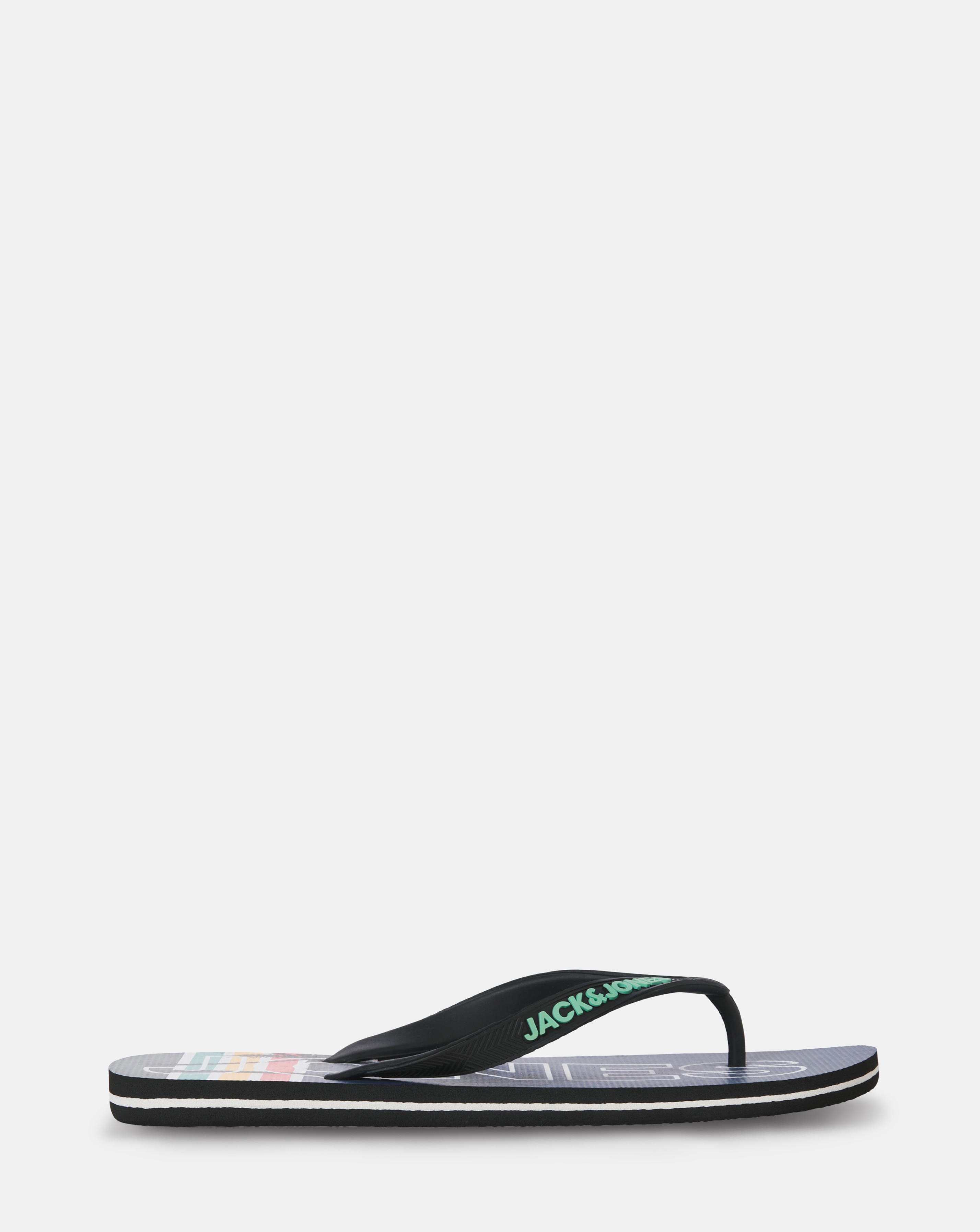 New In - Jack & Jones Palm Print Flip Flop - Navy