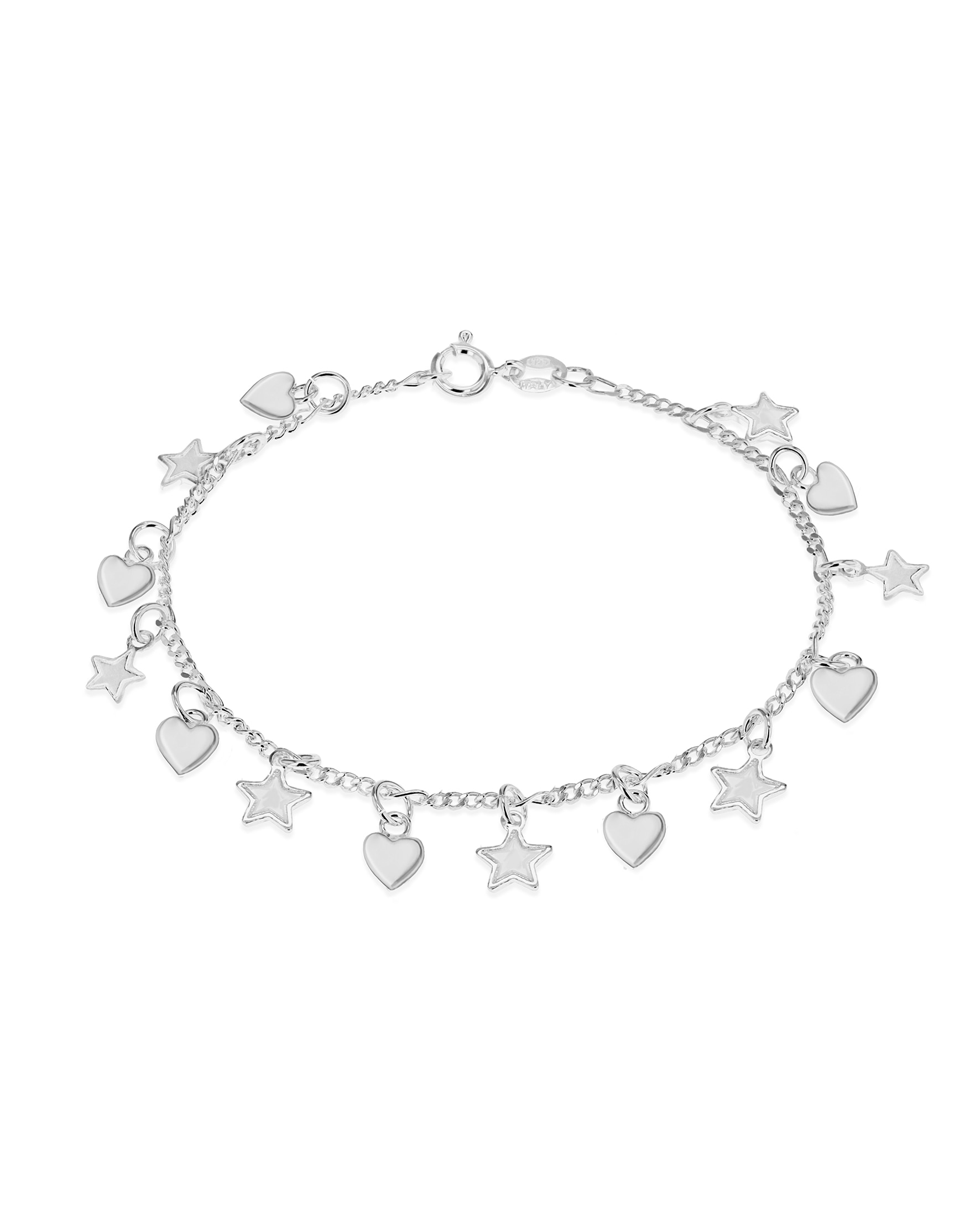 Sterling Silver Heart & Star Bracelet