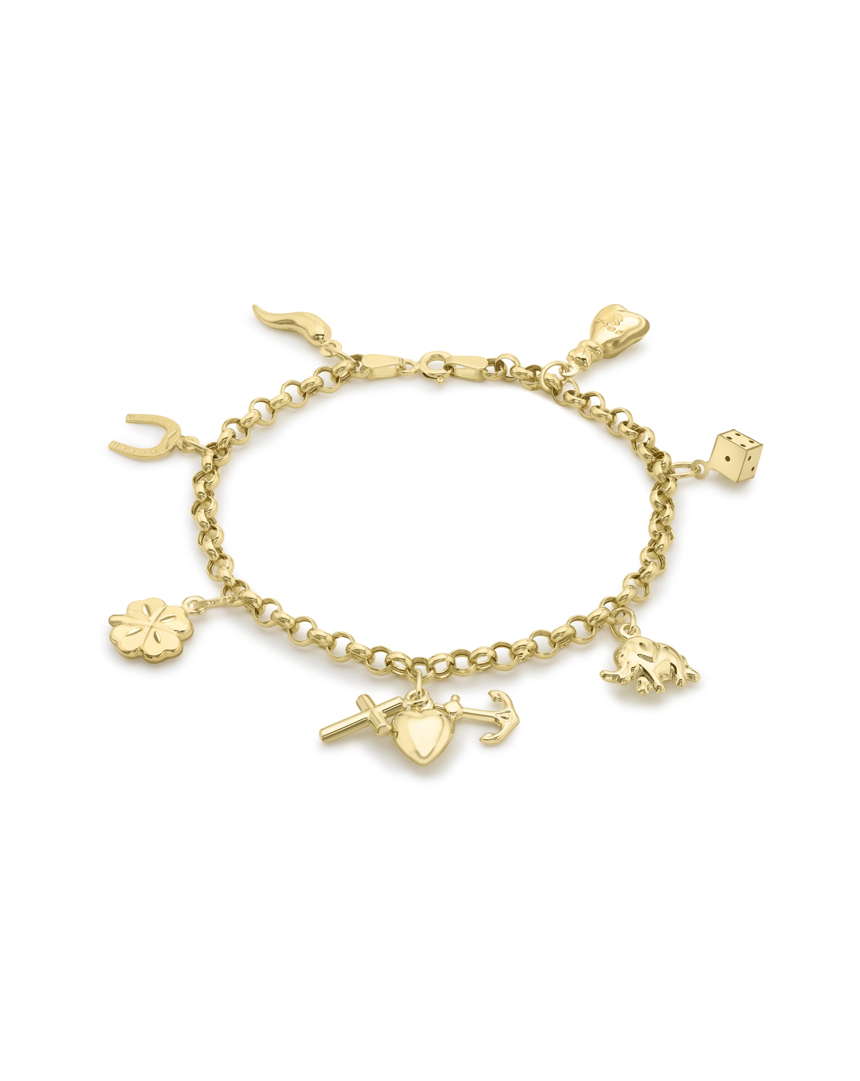 9CT Gold 7 Lucky Charms Bracelet