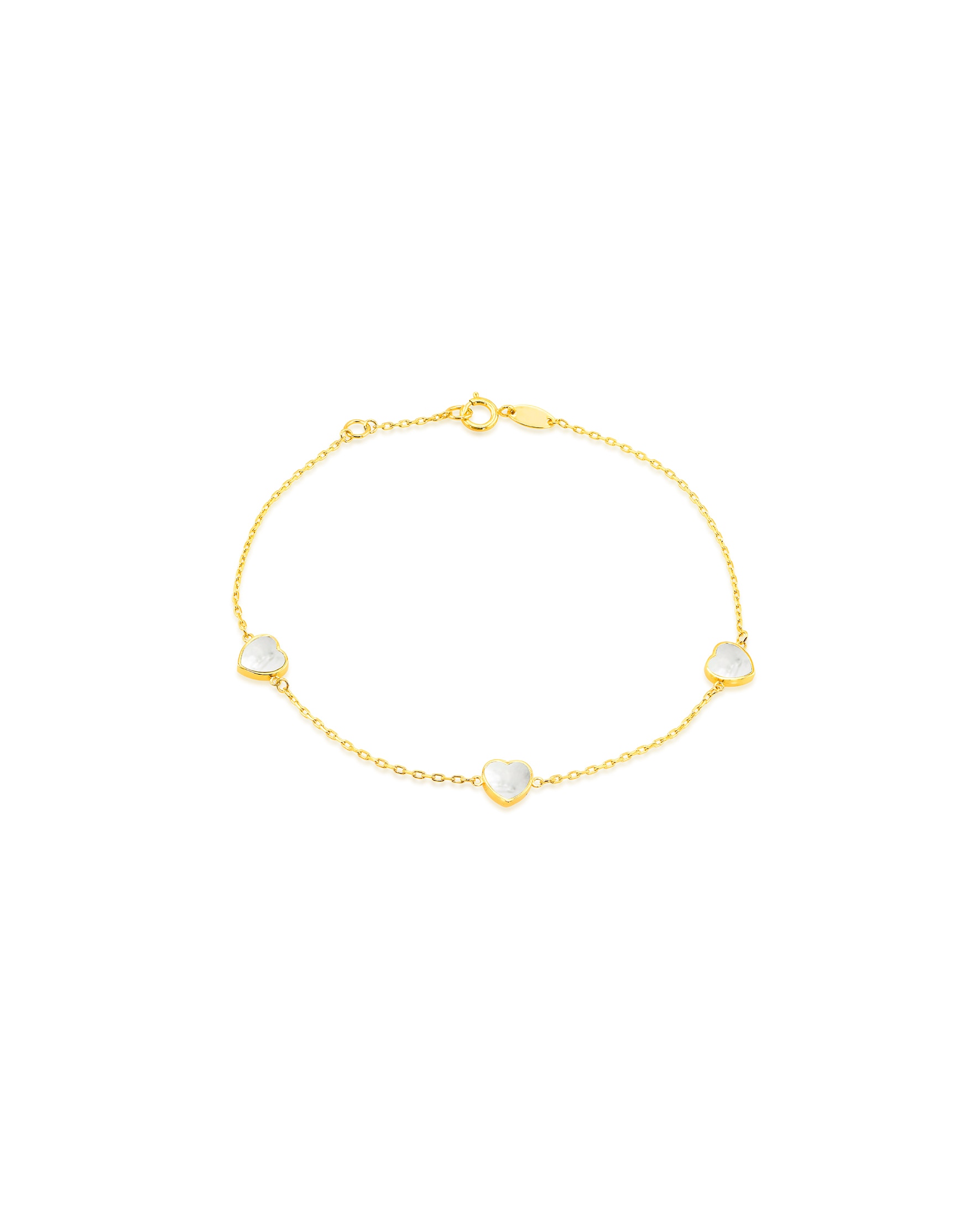 9CT Gold Mother of Pearl Heart Bracelet