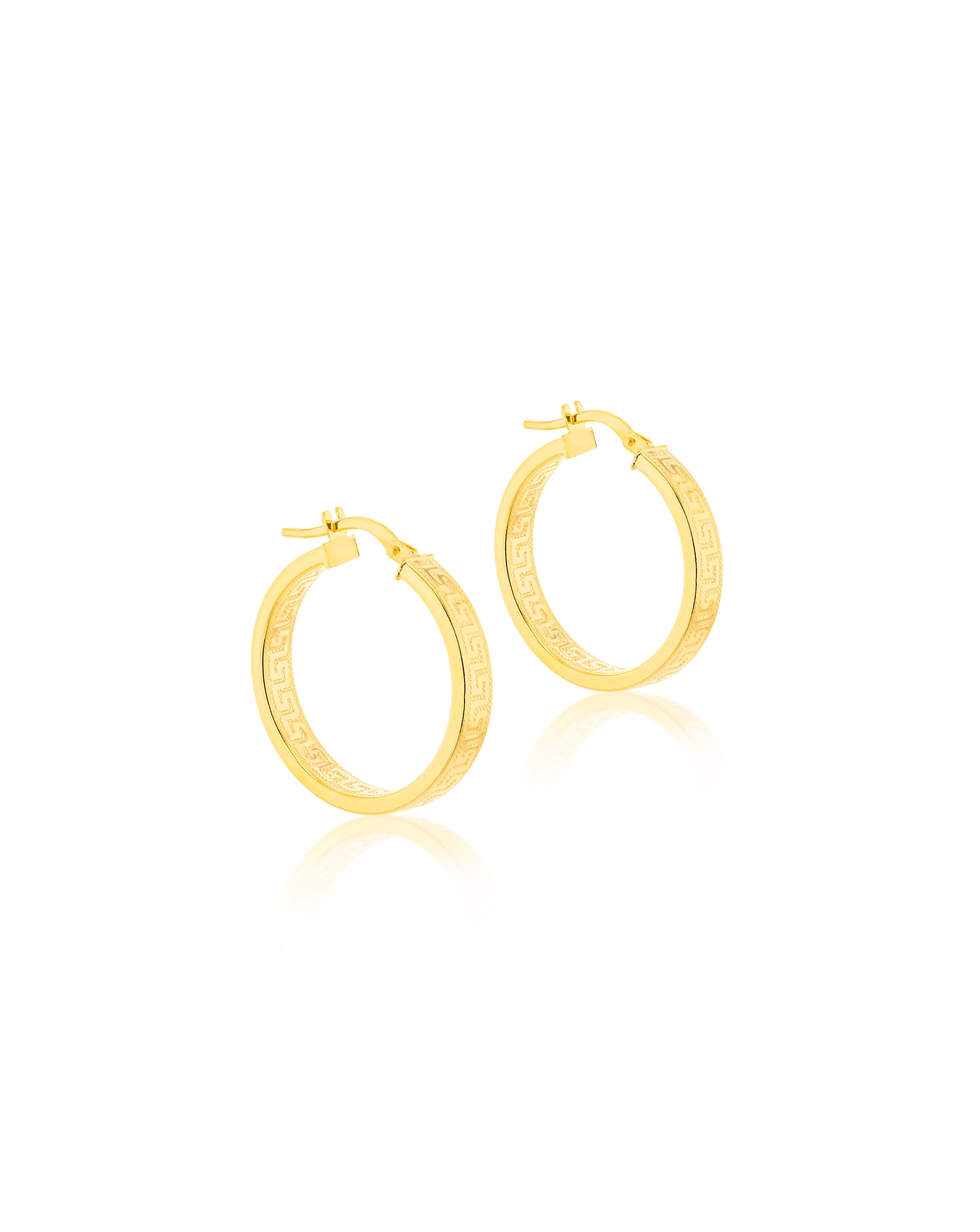 9CT Gold Greek Pattern Hoop Earrings