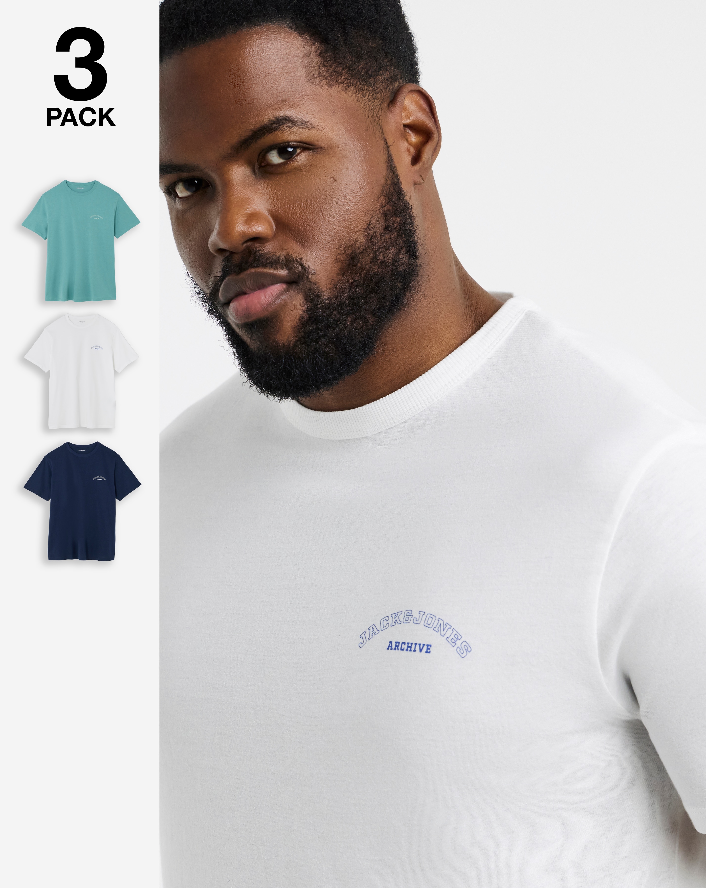 Jack & Jones College Logo T-Shirt 3 Pack