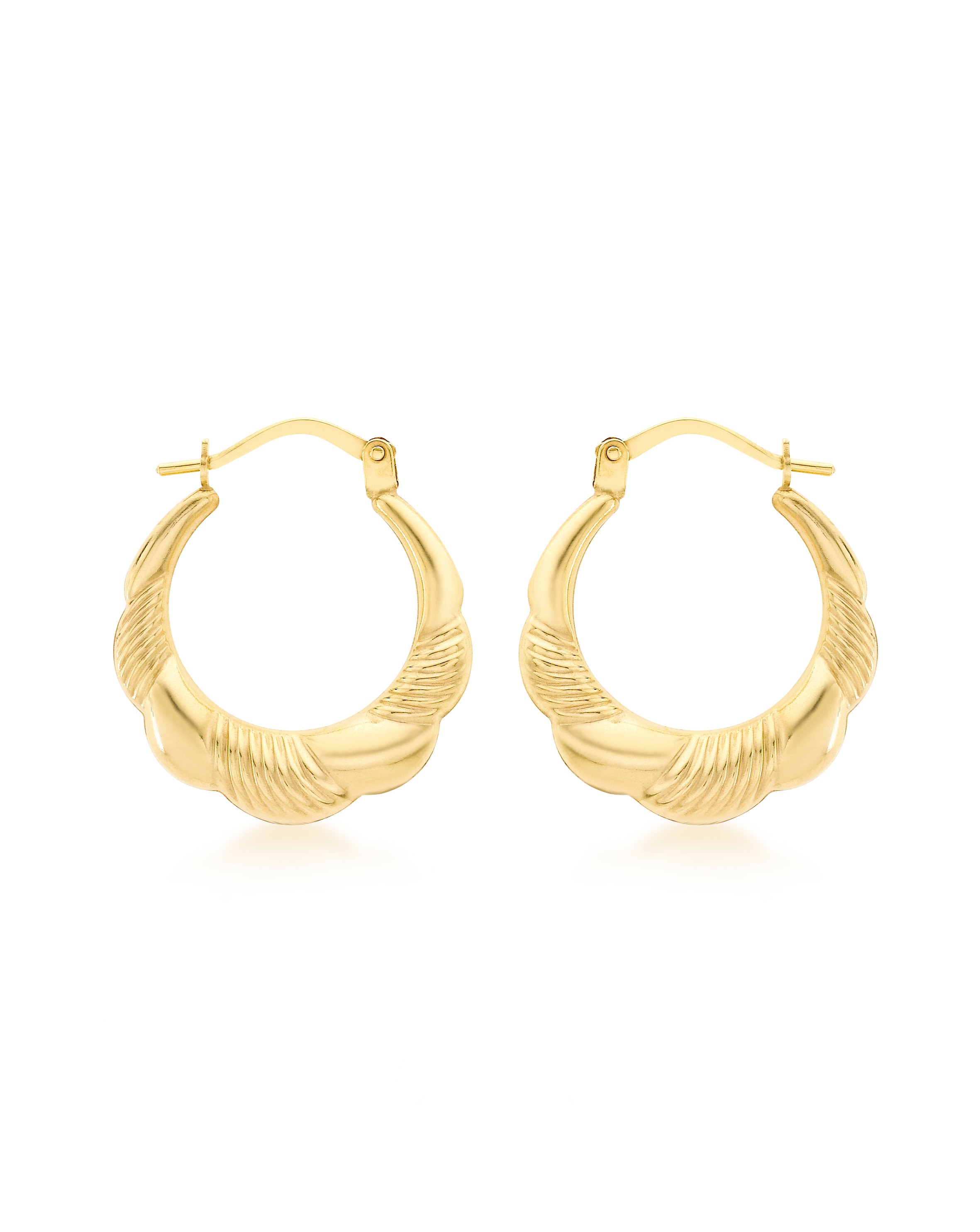 9CT Gold Patterned Scallop-Edge Earrings