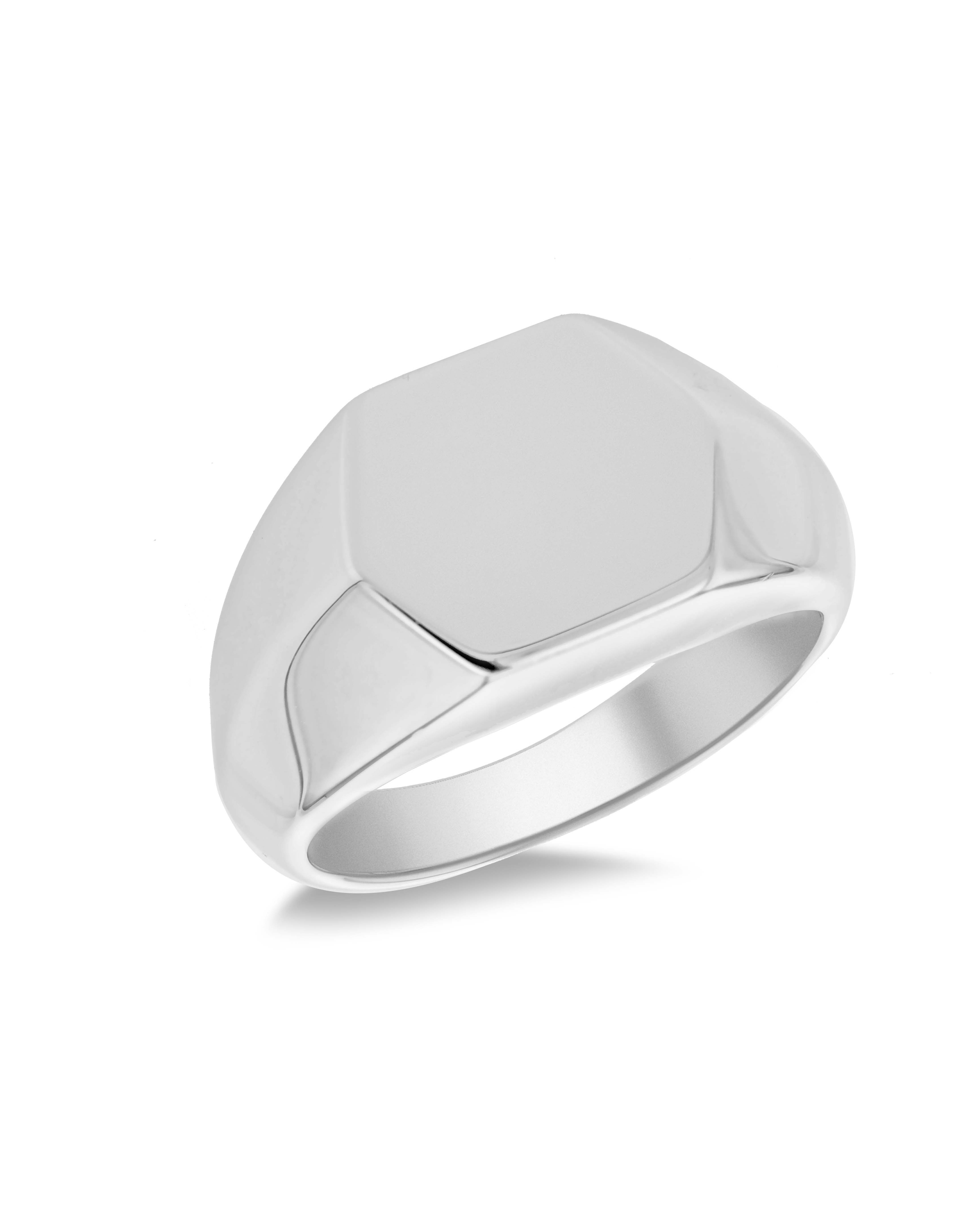 Stering Silver Hexagonal Signet Ring