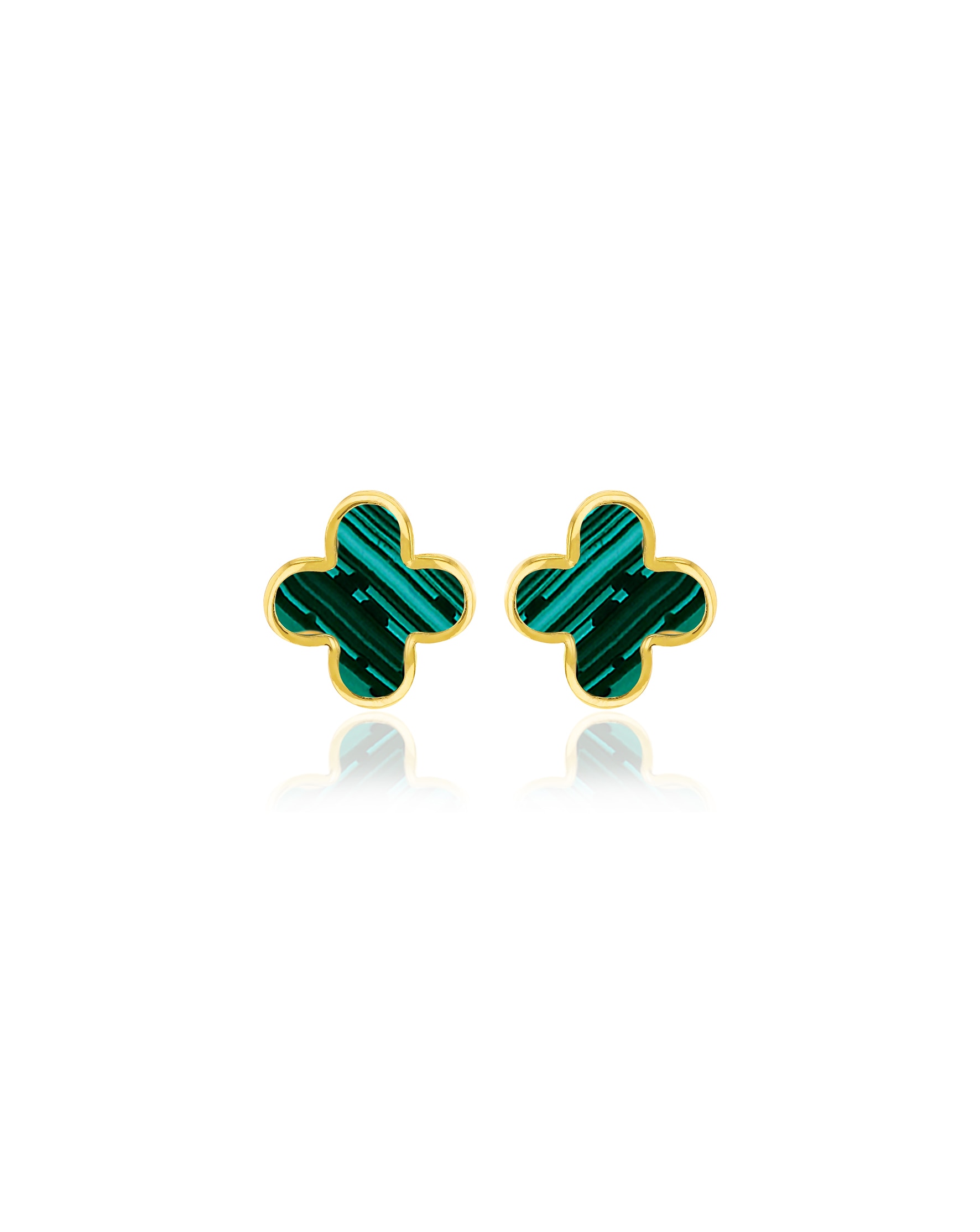 9CT Gold Malachite Petal Studs