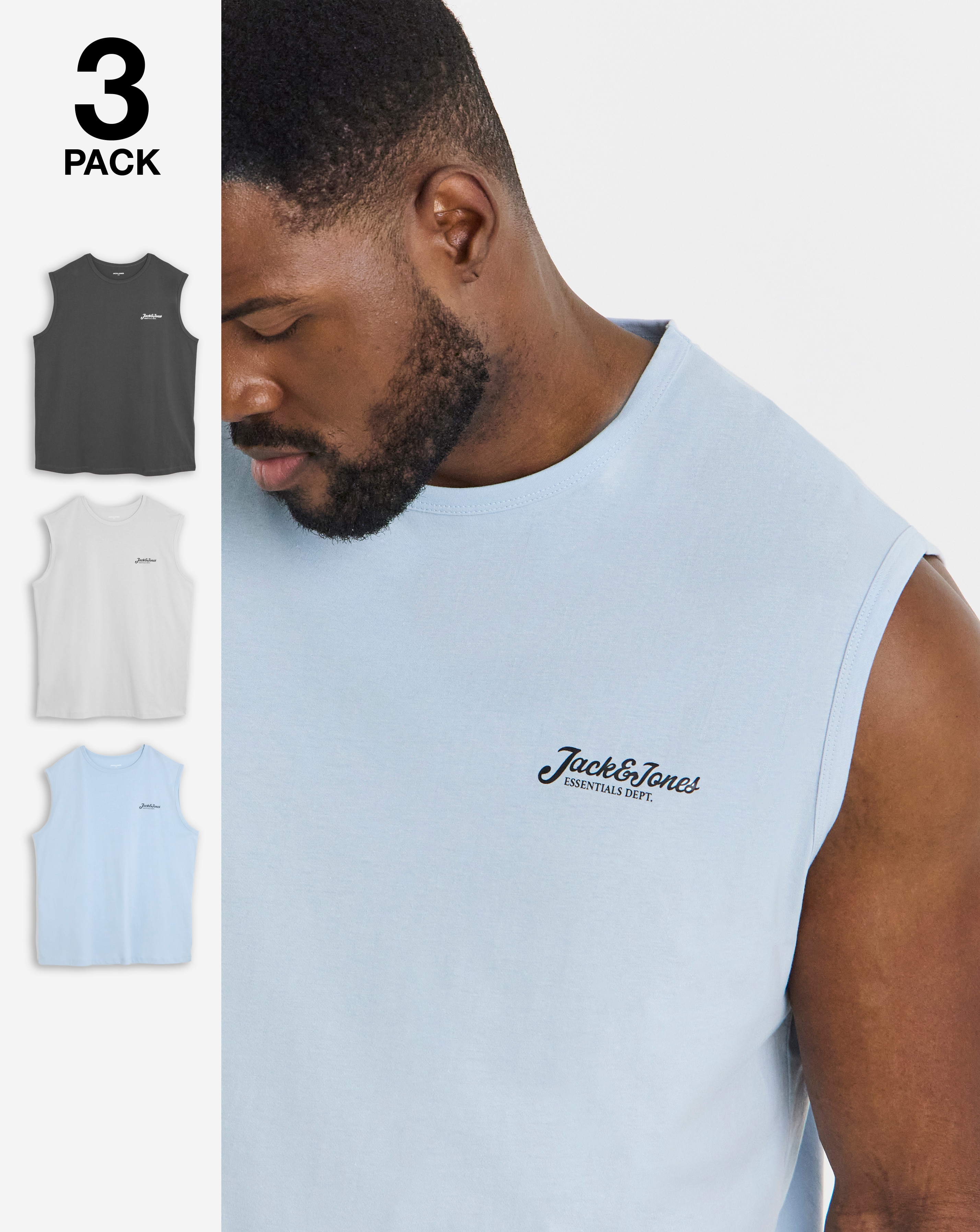 New In - Jack & Jones Beau Tank Top 3 Pack