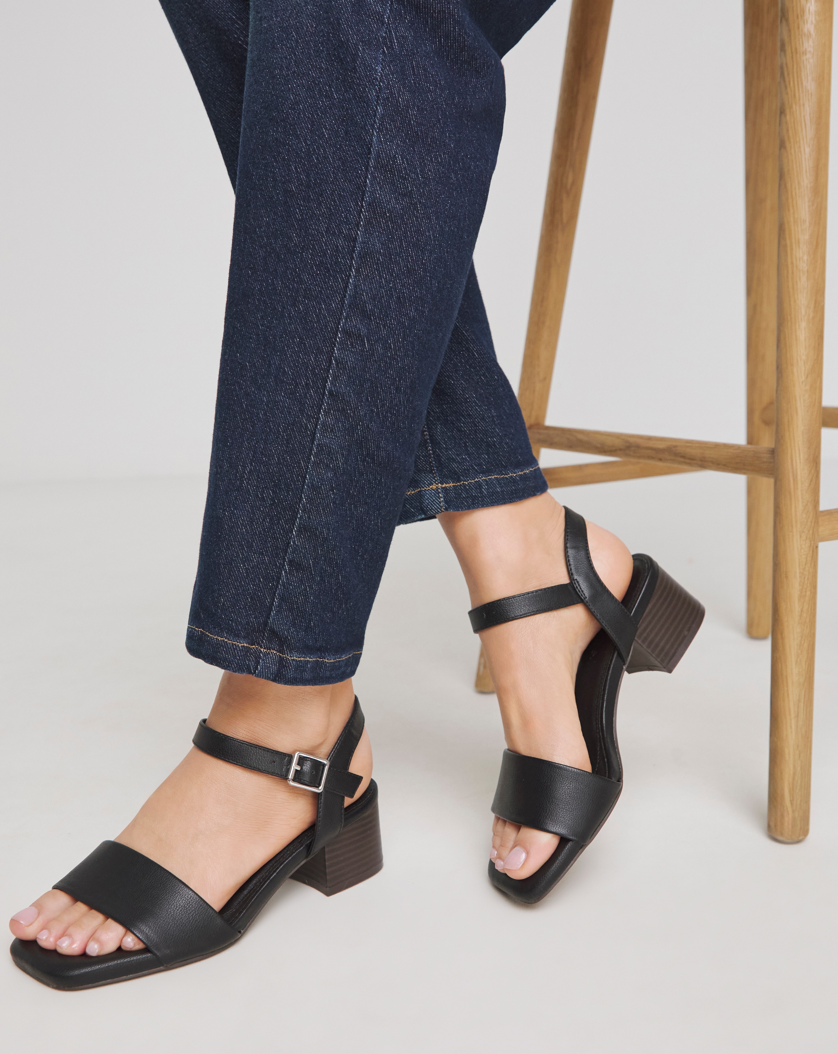 Low Block Heel Barely There Sandal Wide