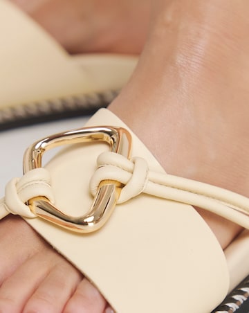 Lyon Leather Hardware Footbed Sandals - Wide Fit (E)