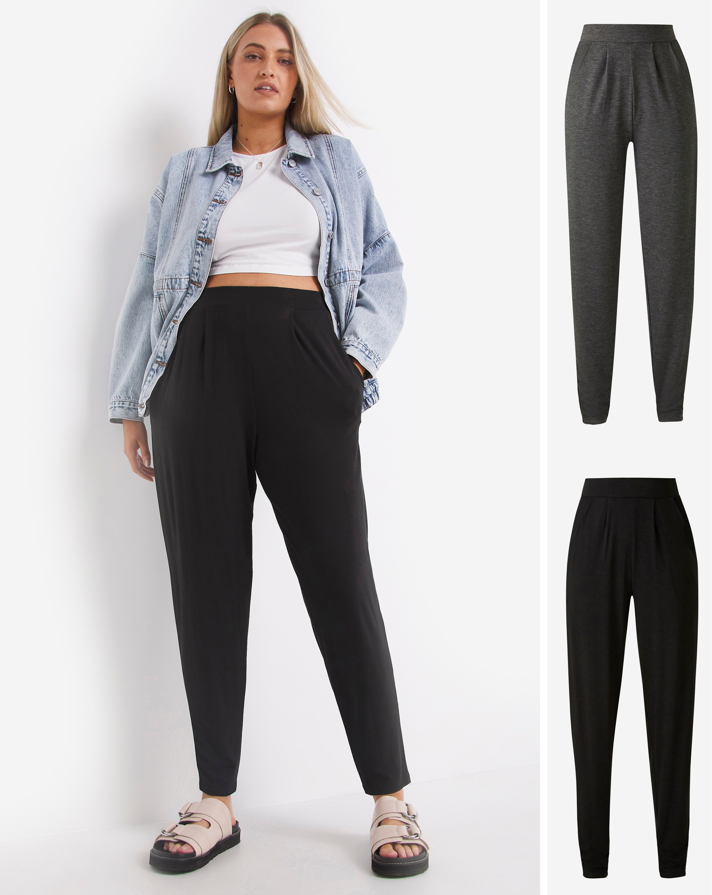 Pack of 2 Jersey Tapered Leg Trousers 