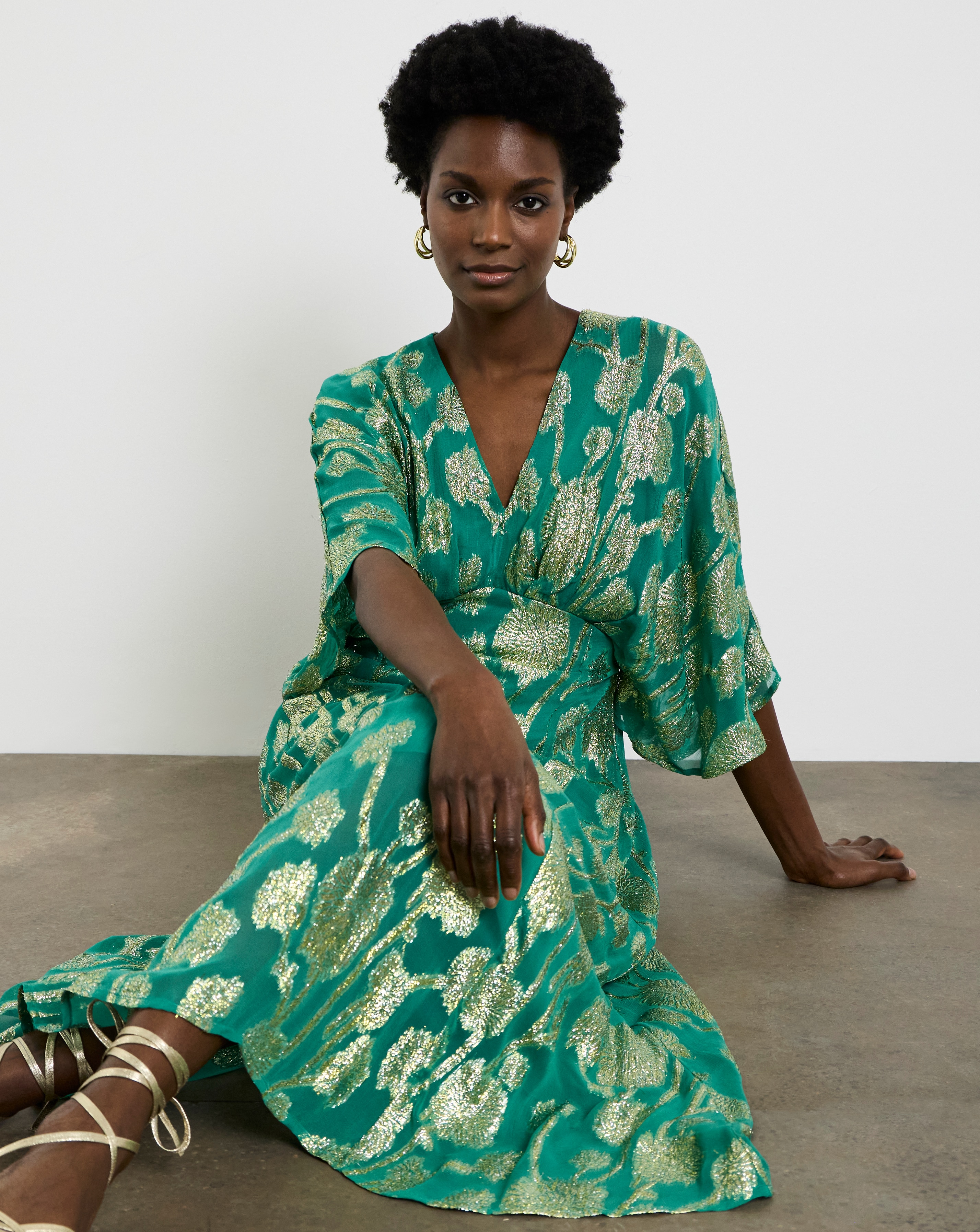 New In - Joanna Hope Metallic Jacquard Tea Dress