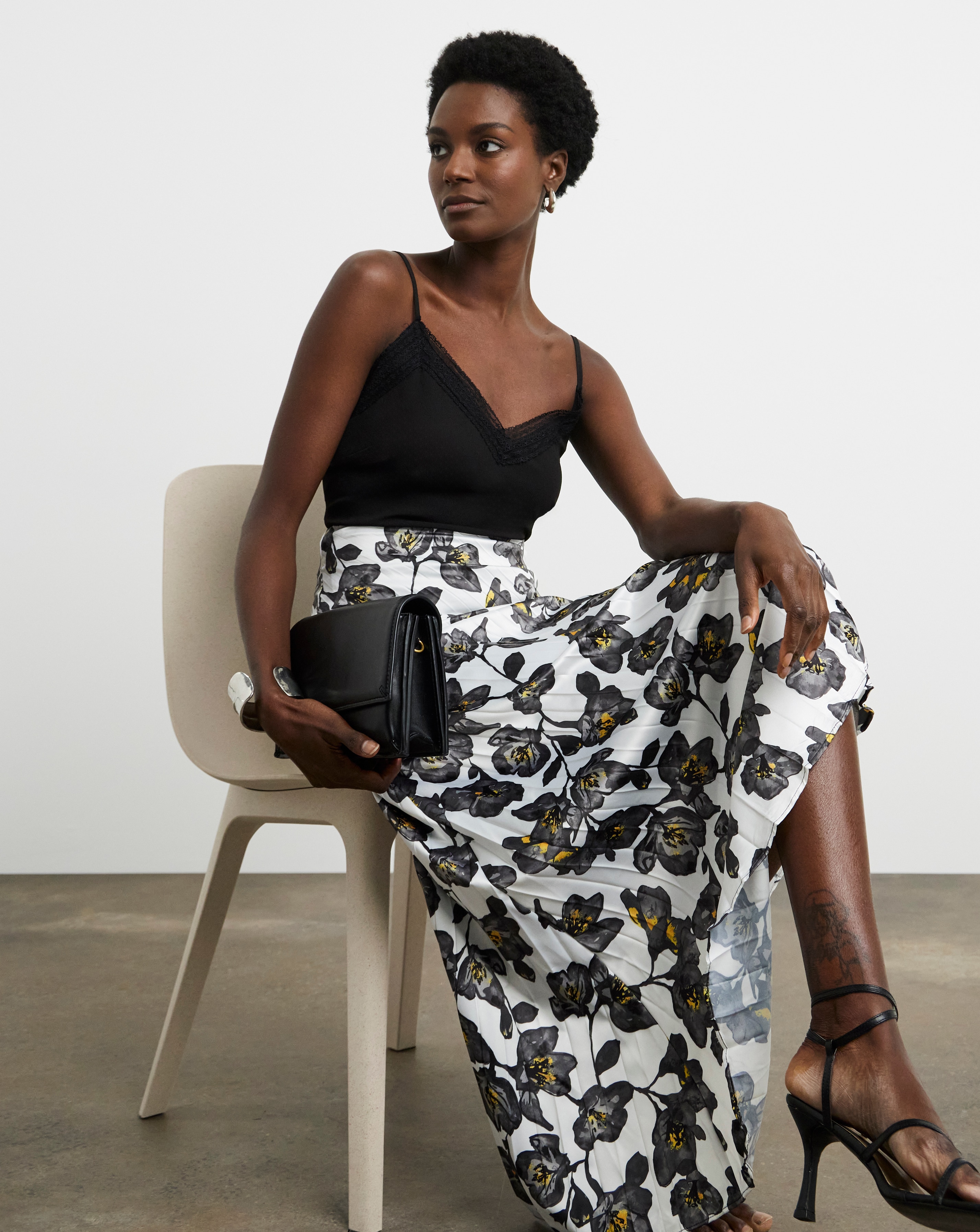 Joanna Hope Satin Pleated Skirt