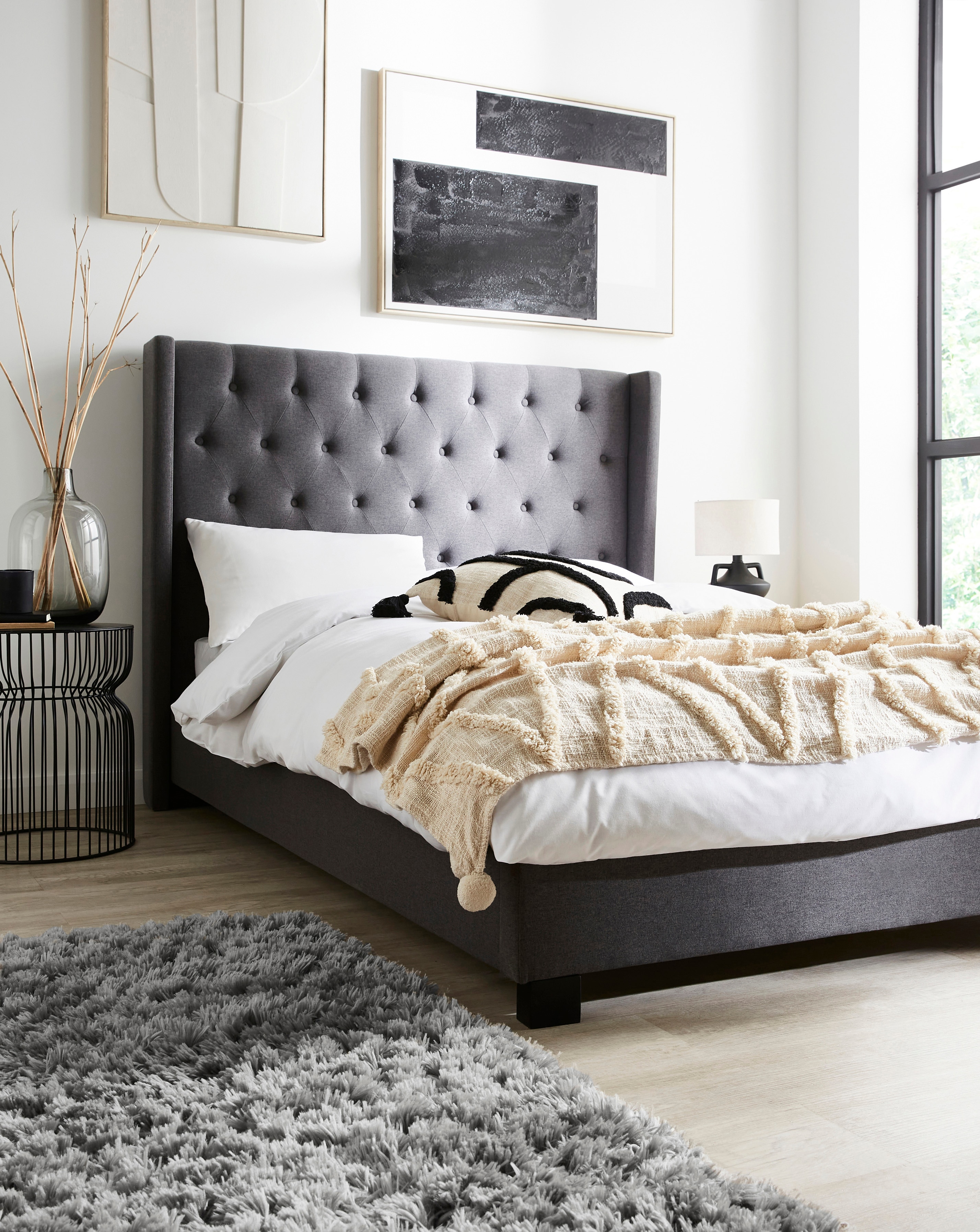 Allegra Winged Fabric Bedframe