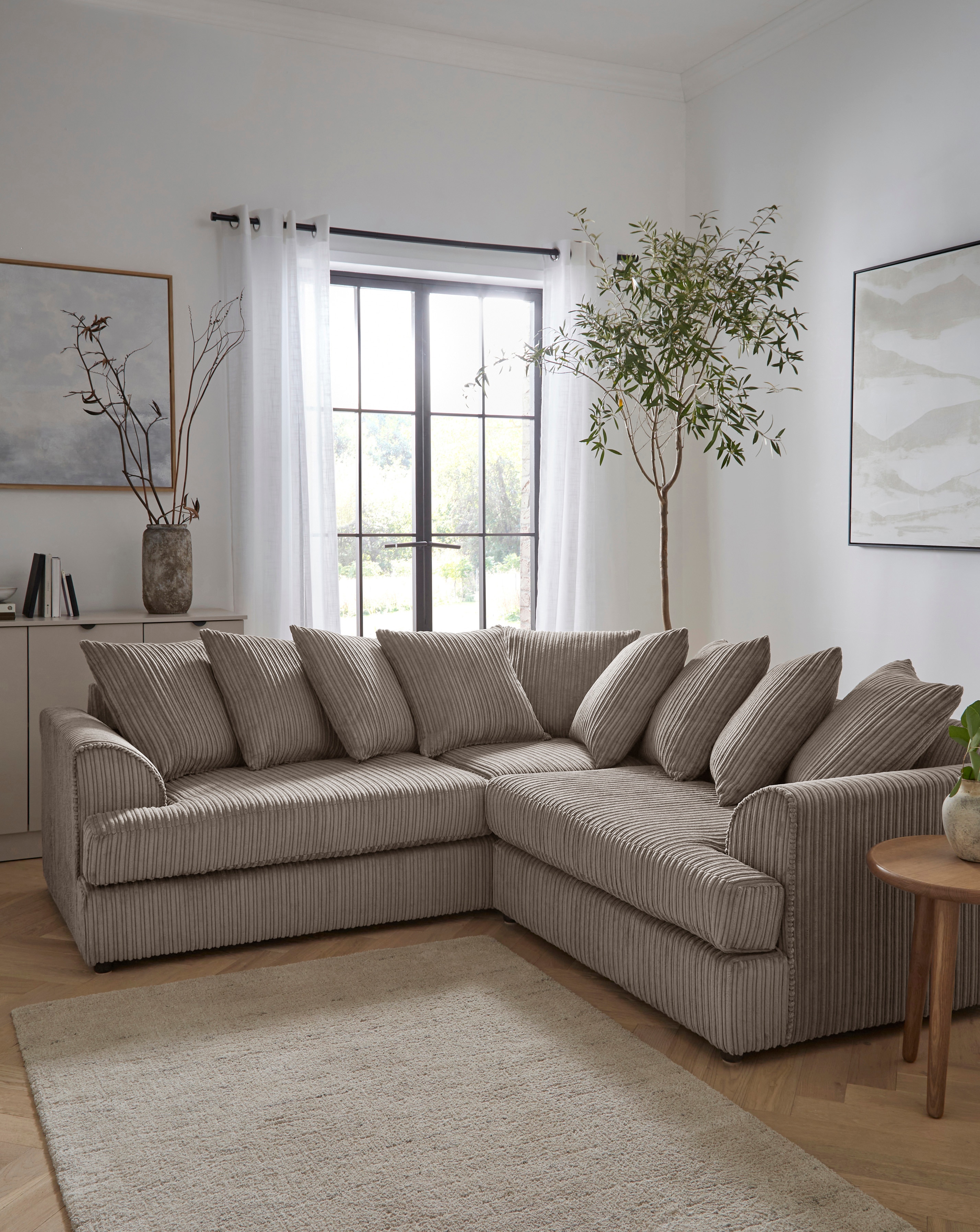 Ferguson Jumbo Cord Corner Sofa - Charcoal