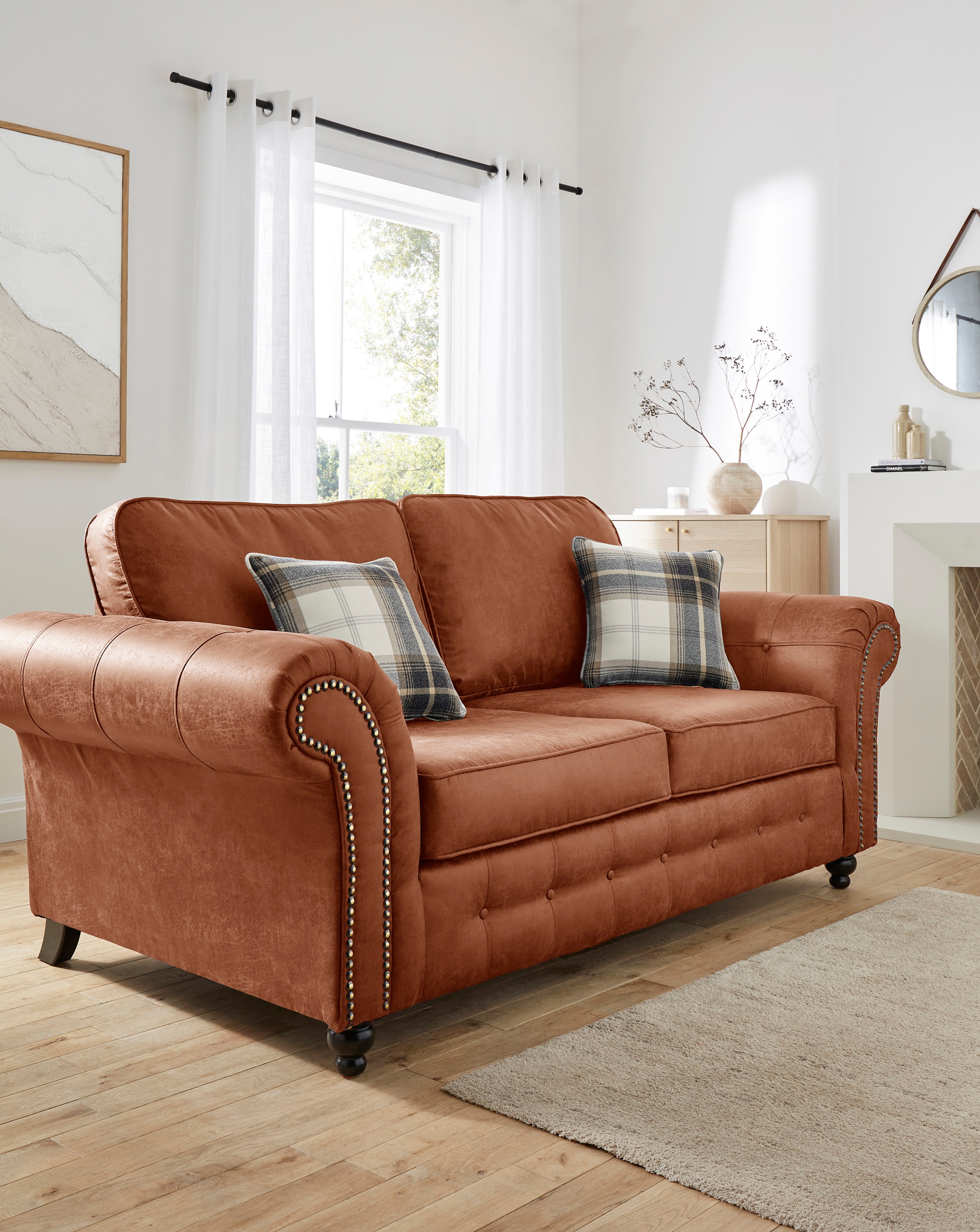 Oakland Faux Leather 3 Seater Sofa - Brown