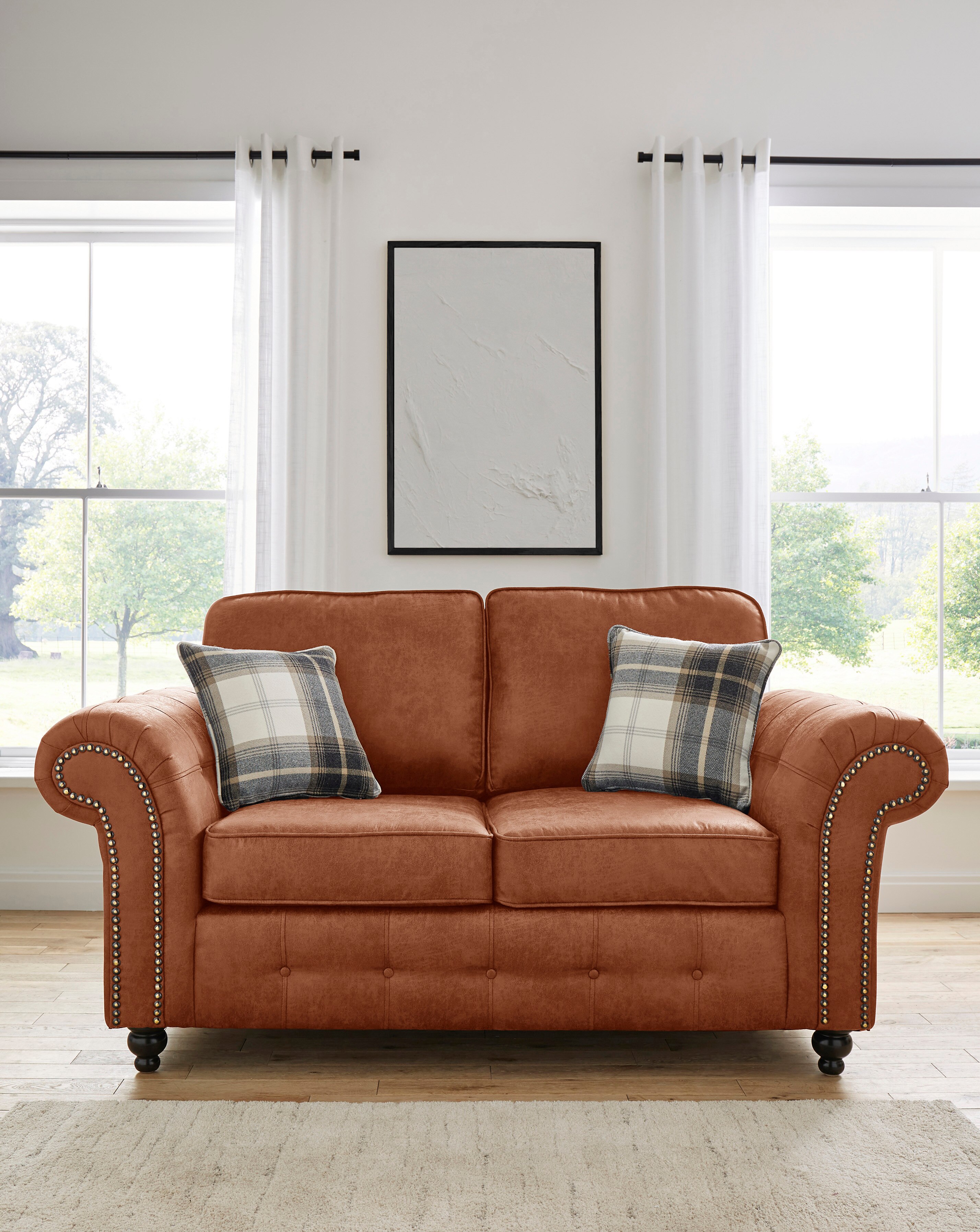 Oakland Faux Leather 2 Seater Sofa - Brown