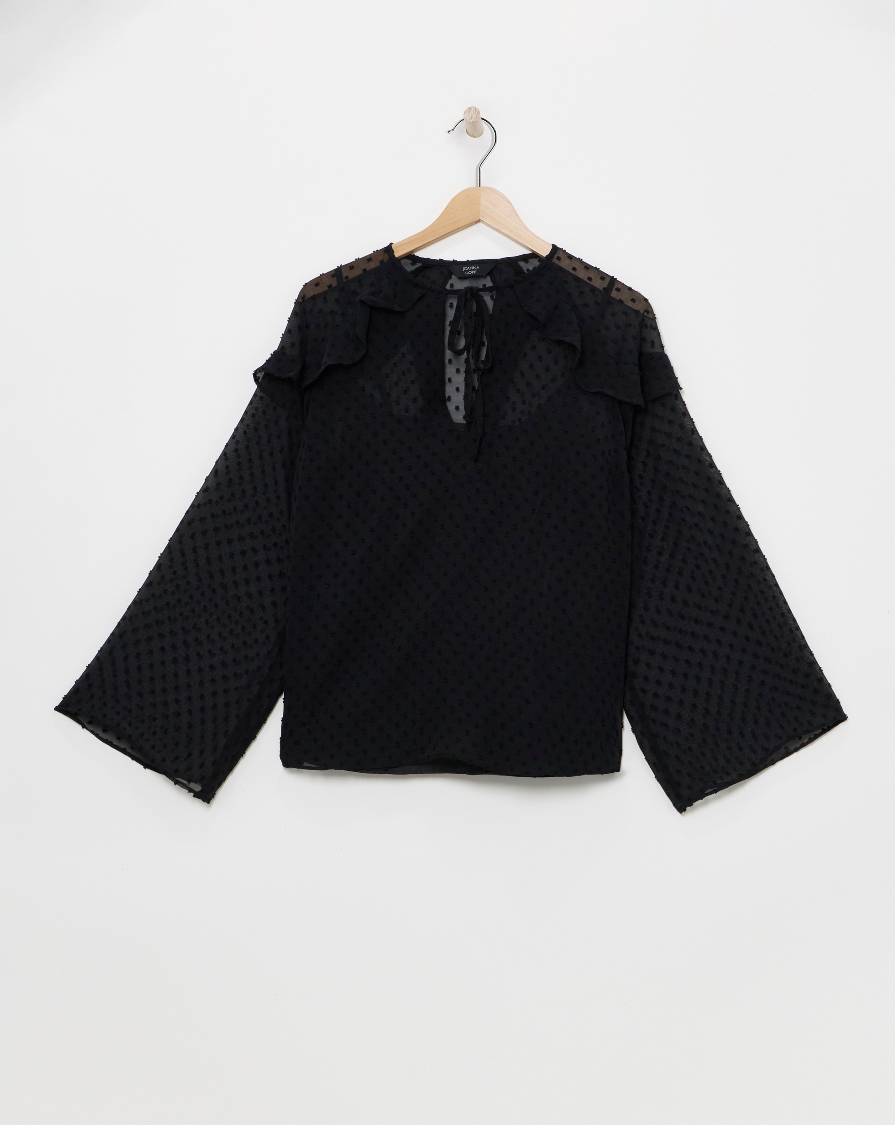 Joanna Hope Dobby Spot Ruffle Blouse