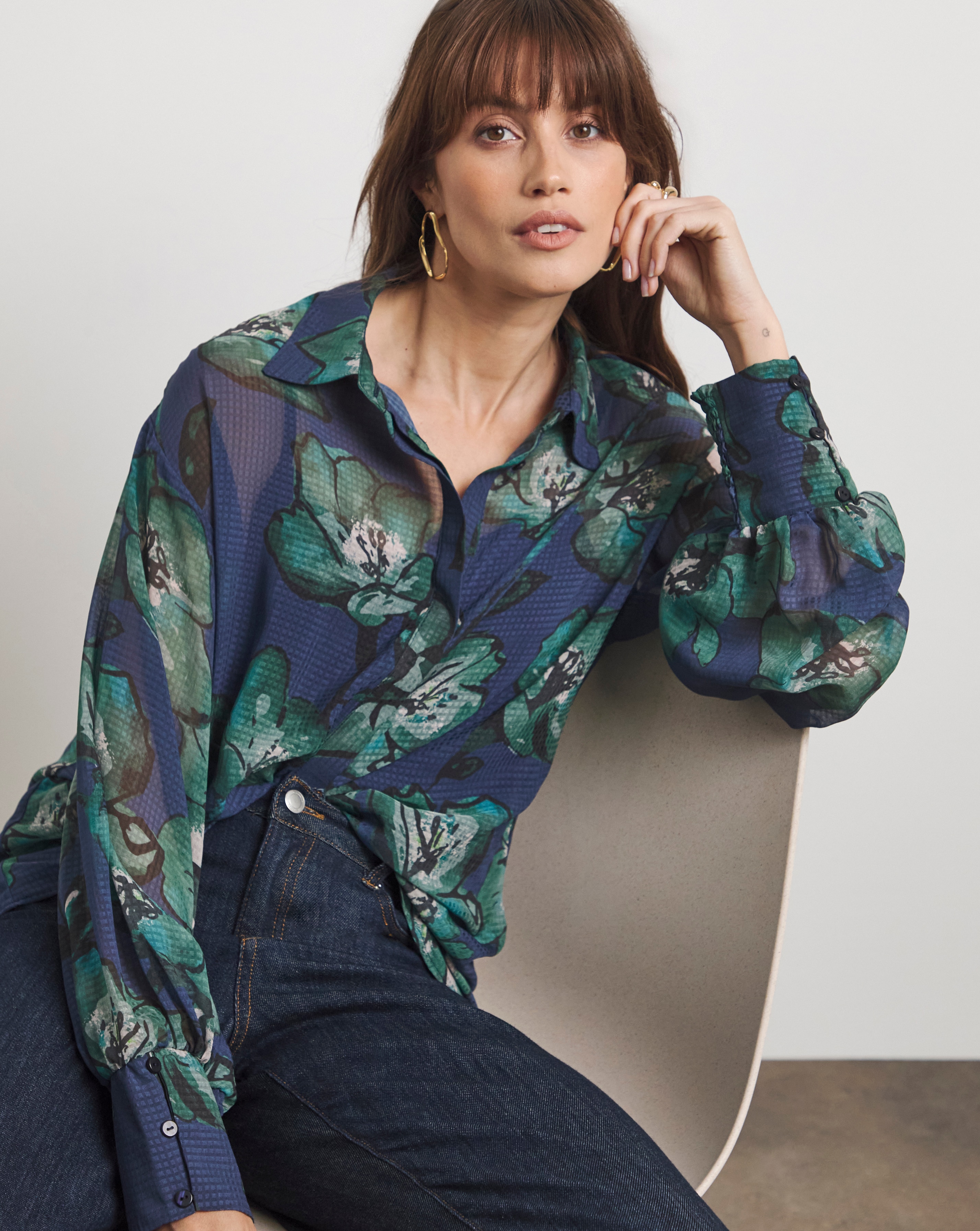 Joanna Hope Oversized Printed Shirt