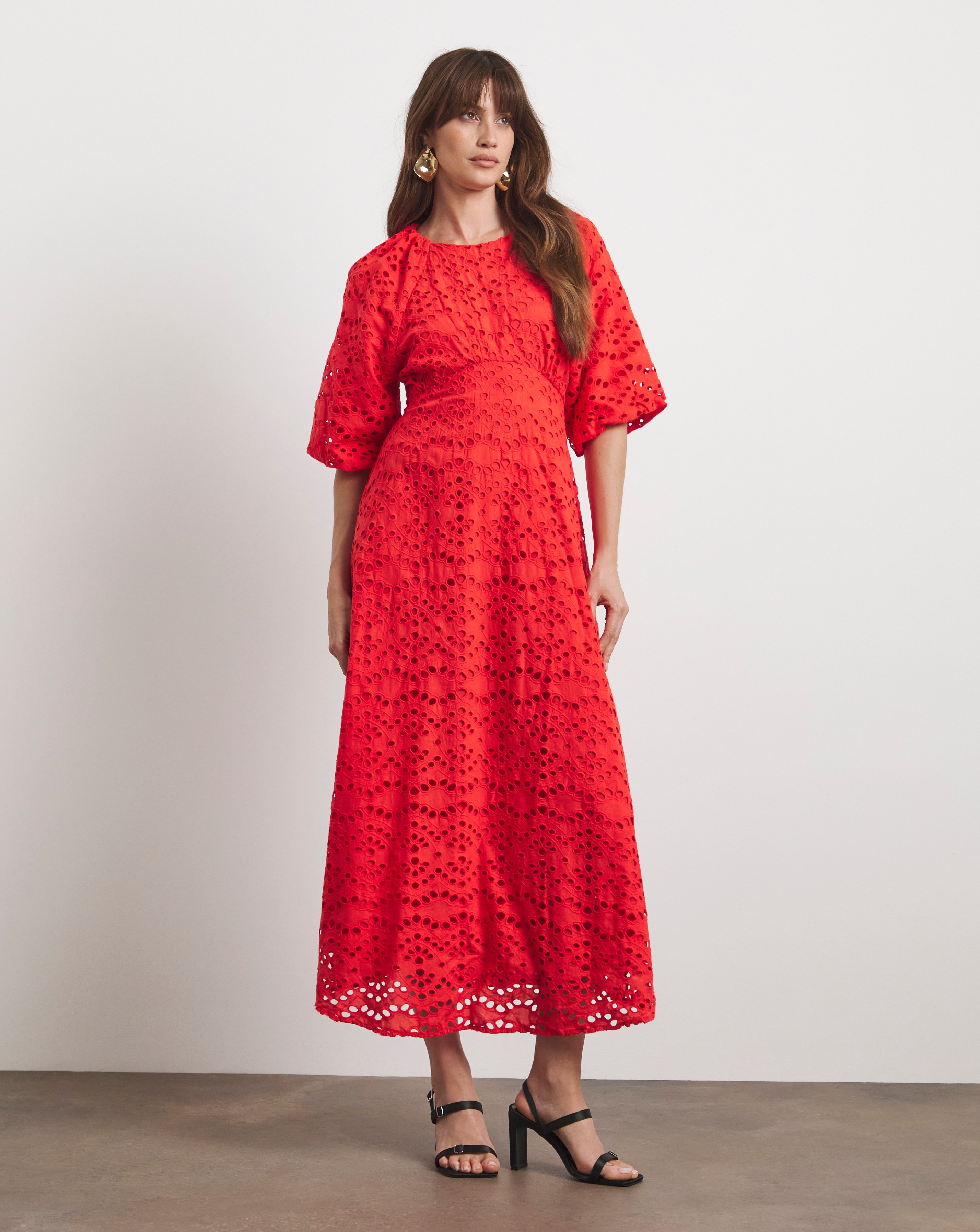 Joanna Hope Puff Sleeve Broderie Dress