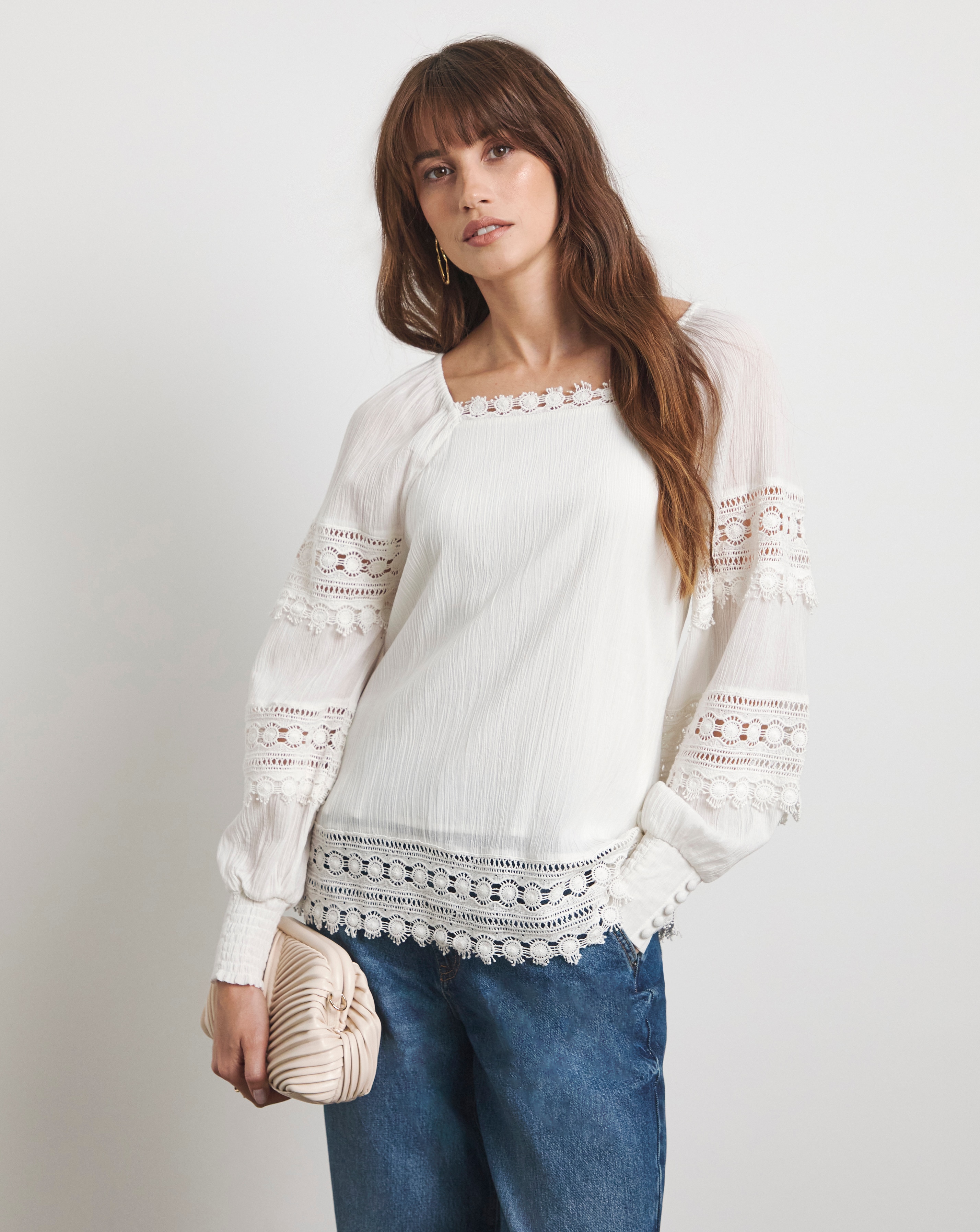 Joanna Hope Crinkle Blouse With Trims