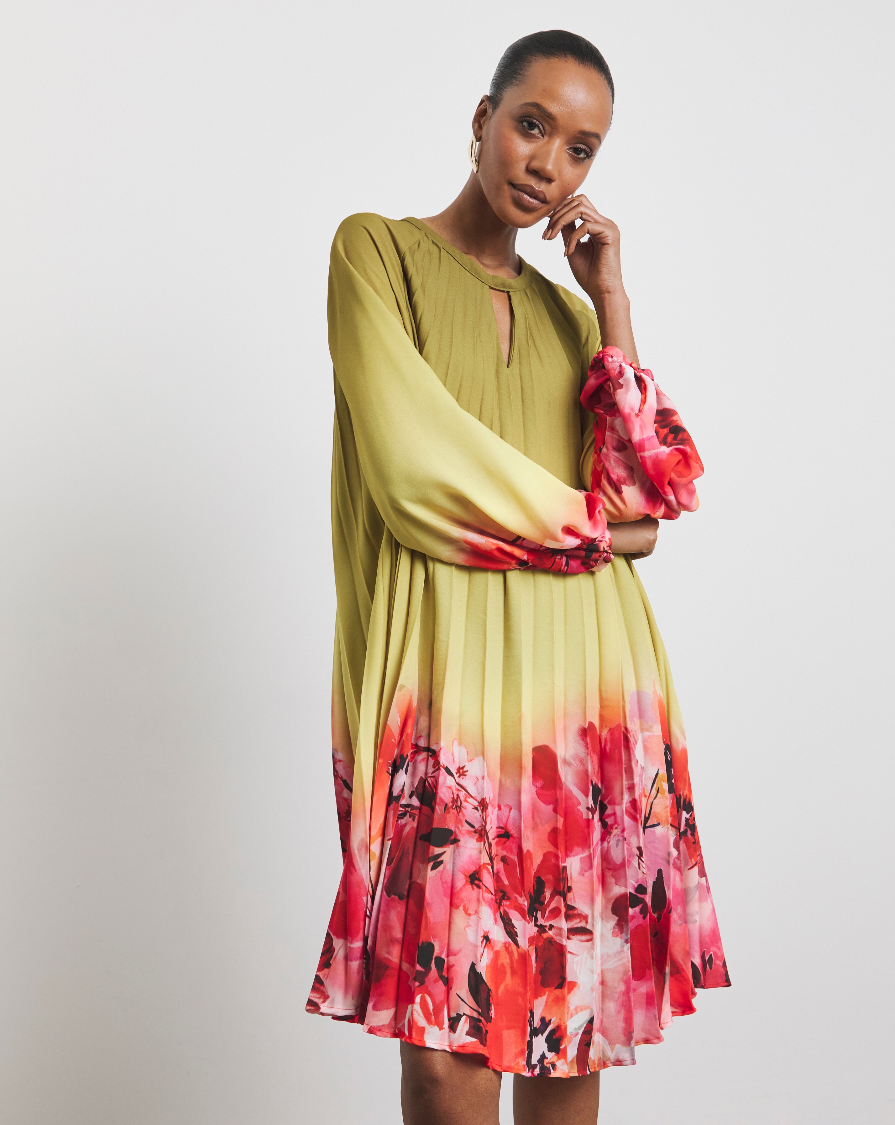 Joanna Hope Ombre Pleated Shift Dress