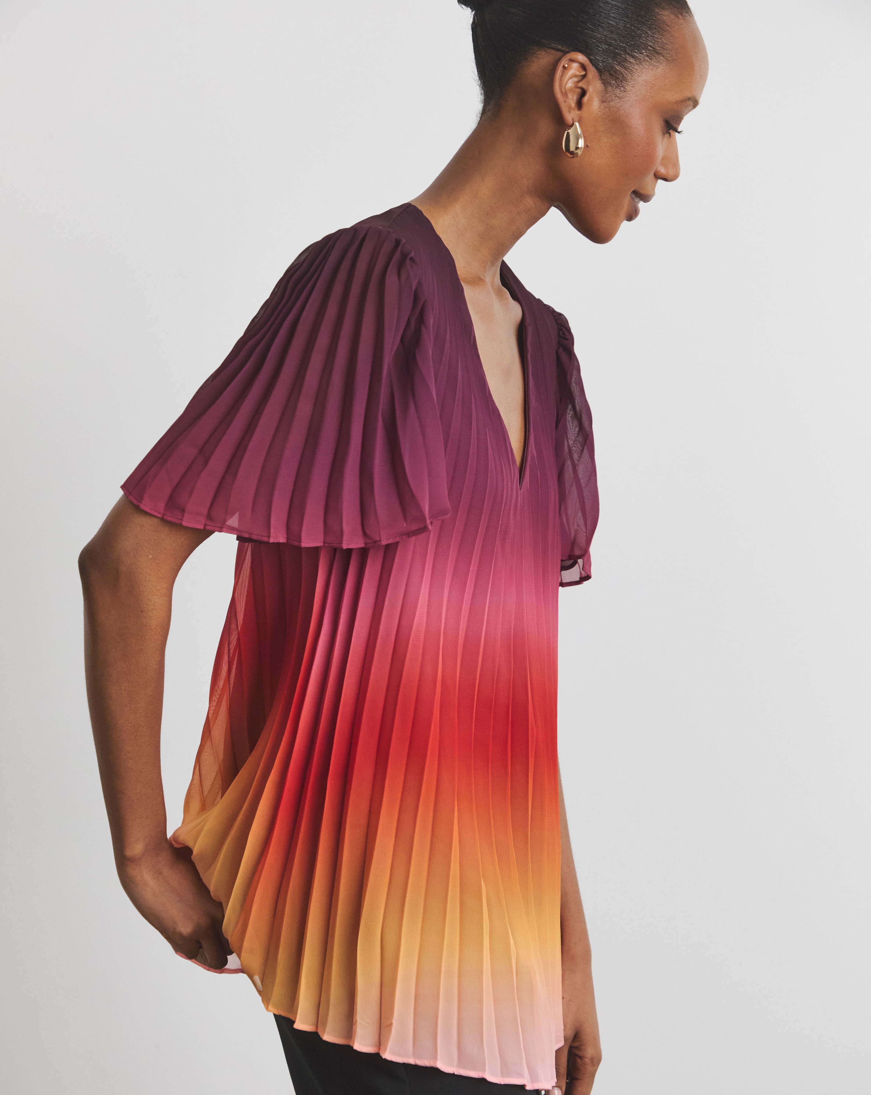 Joanna Hope Ombre Pleated Blouse