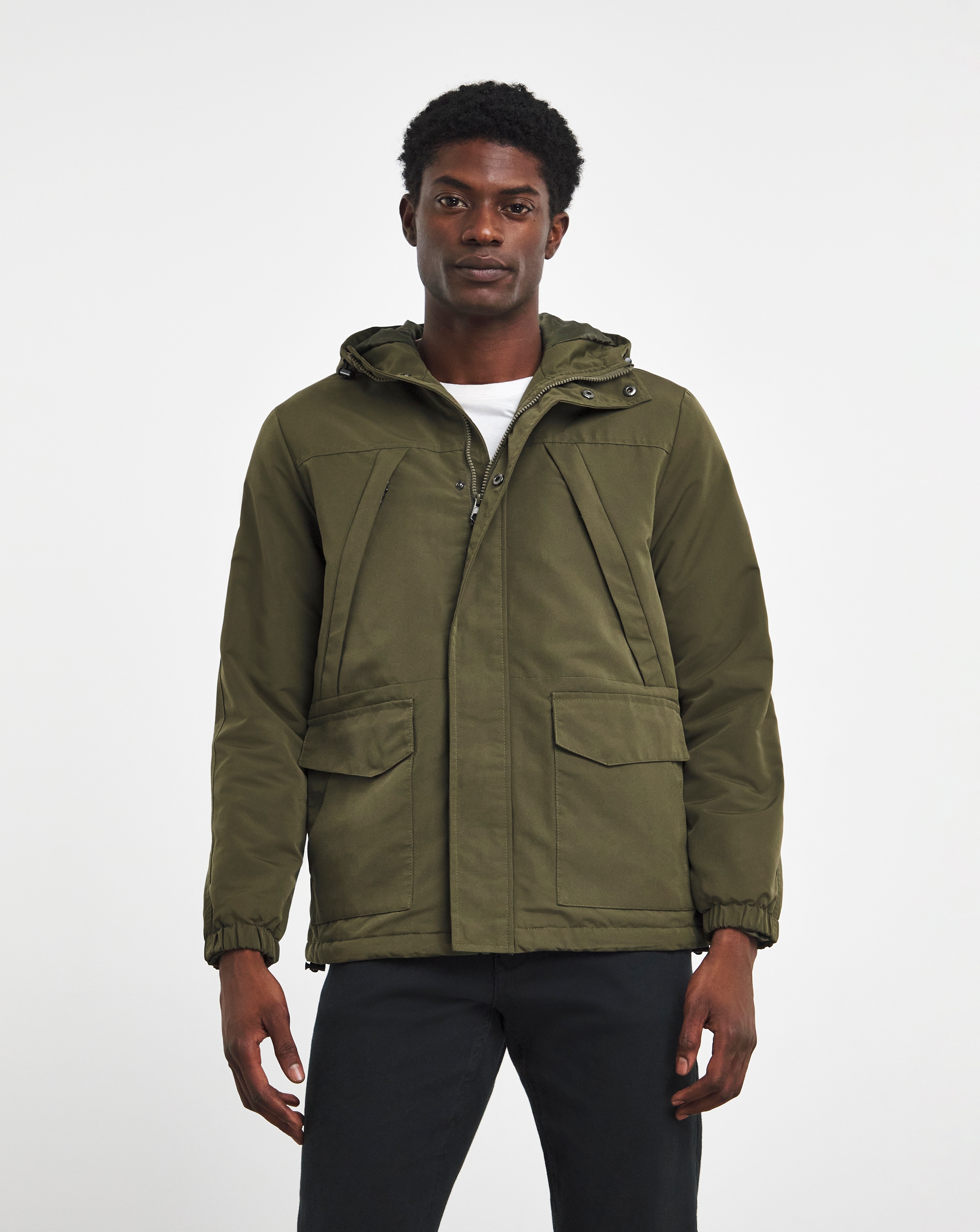 Olive Hooded Zip Up Jacket