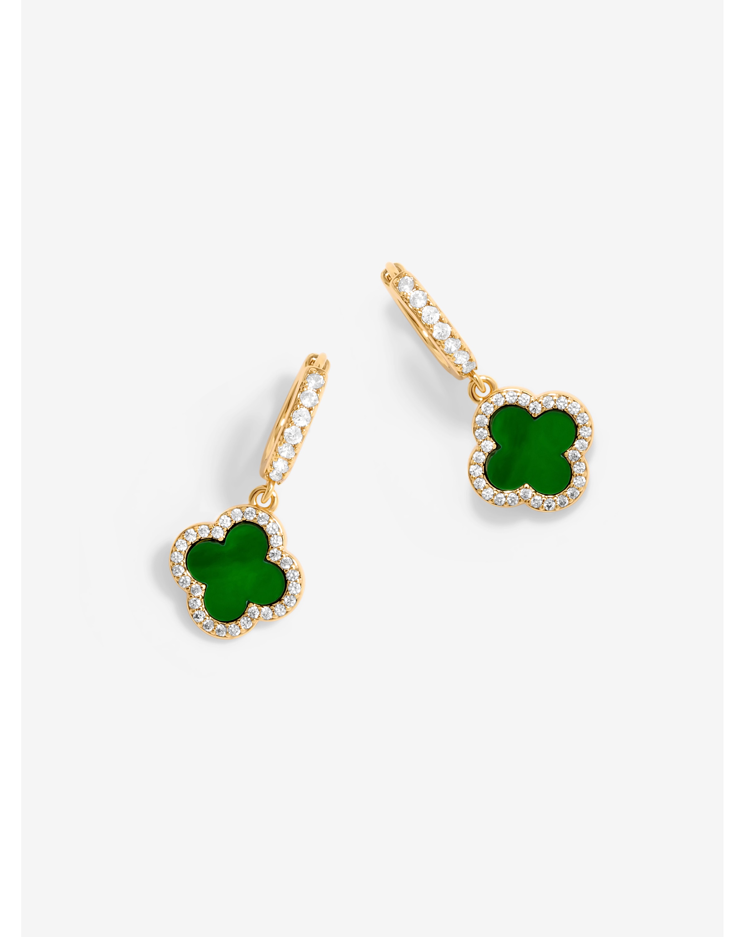 Jon Richard Malachite Clover Earrings