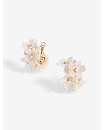 Jon Richard Gold Plated White Floral Hoop Earrings