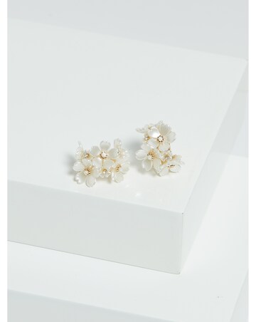 Jon Richard Gold Plated White Floral Hoop Earrings