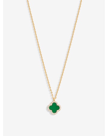 Jon Richard Gold Plated And Malachite Clover Pendant Necklace