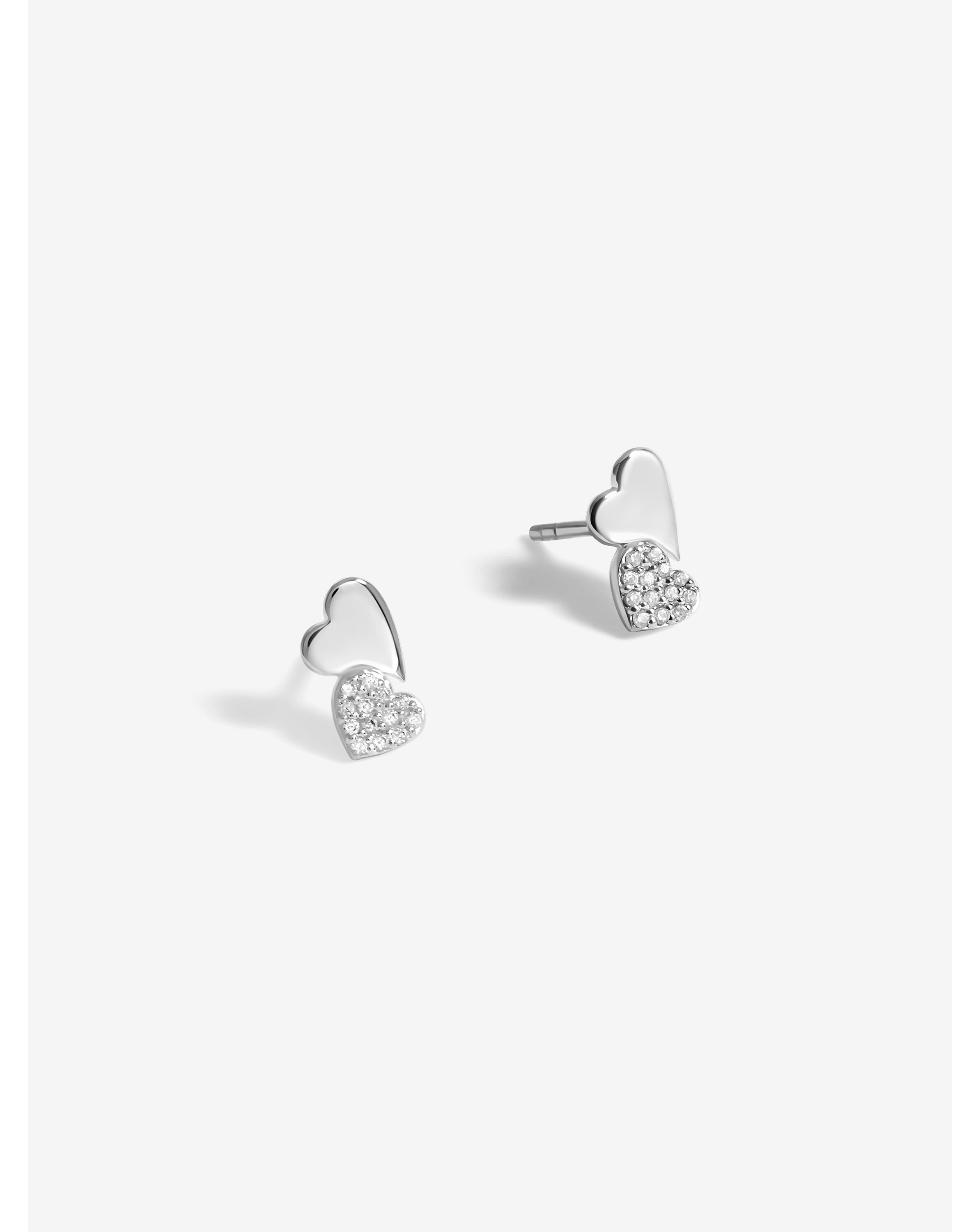 Simply Silver Double Drop Heart studs