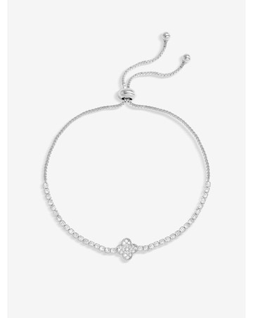 Jon Richard Silver Plated Clover And Crystal Toggle Bracelet