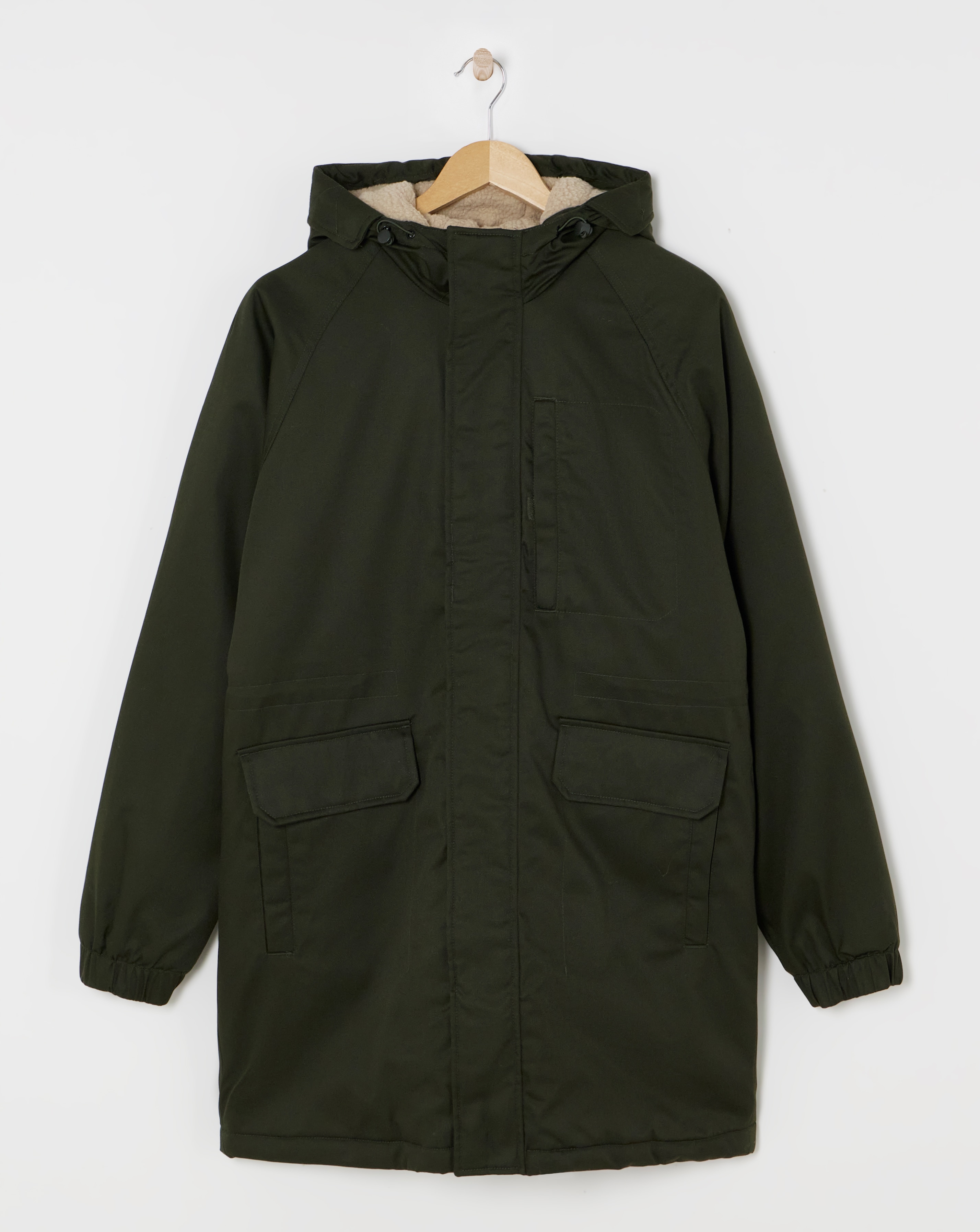 Khaki Water Resistant Borg Lined Parka