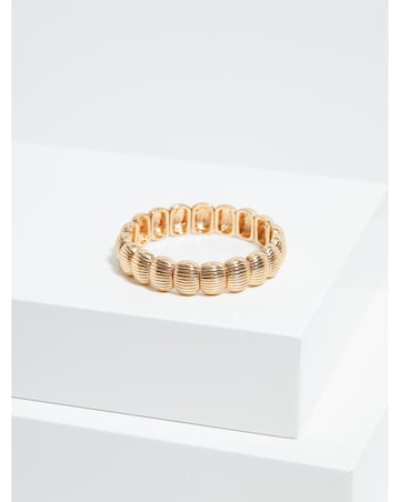 Mood Gold Polished Ridged Stretch Bracelet