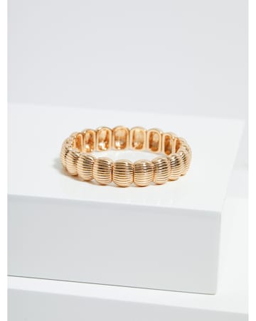Mood Gold Polished Ridged Stretch Bracelet