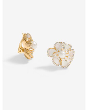 Jon Richard Gold Plated White Floral Clip Earrings