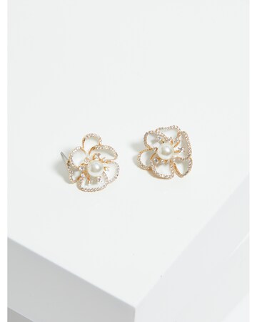 Jon Richard Gold Plated White Floral Clip Earrings