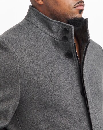 Grey Faux Wool Funnel Neck Coat