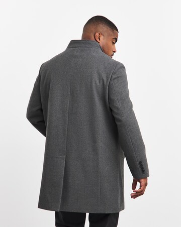 Grey Faux Wool Funnel Neck Coat