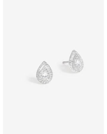Simply Silver Sterling Silver 925 Cubic Zirconia Double Halo Pear Stud Earrings