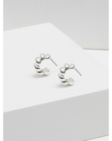 Inicio Silver Plated Twisted Polished Hoops - Gift Pouch