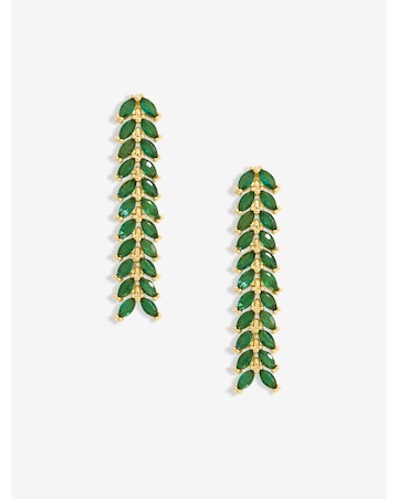 Jon Richard Gold Plated Linear Green Leaf Earrings